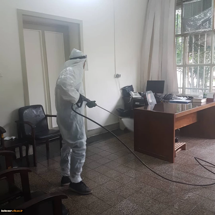 ضد عفونی مرکز شهید باهنر با همکاری شهرداری منطقه 11 تهران 2