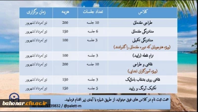 اطلاعیه: کلاس های آموزشی هنرهای تجسمی ترم تابستانه دانشجو معلمان