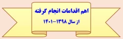 اهم اقدامات انجام گرفته از سال 1398-1401